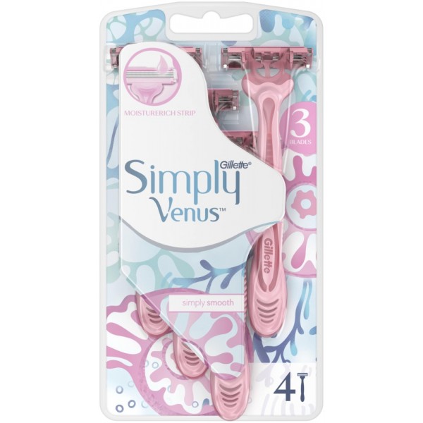 Станок для бритья одноразовый женский Gillette Simply Venus 3, 4 шт