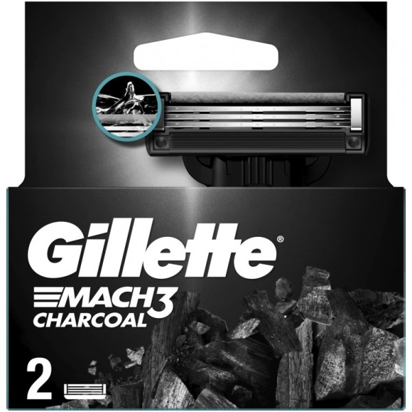 Cменные кассеты для бритья Gillette Mach3 Charcoal, 2 шт