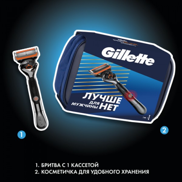 подарочный набор Gillette Fusion ProGlide Power с 1 сменной кассетой и косметичкой