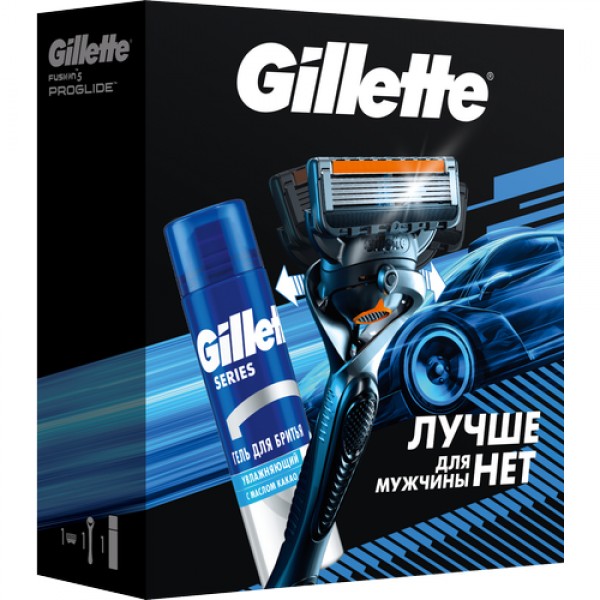 Подарочный набор Gillette Fusion5 ProGlide Flexball Бритва с 1 сменной кассетой + Гель для бритья Gillette Series увлажняющий Масло Какао, 200мл