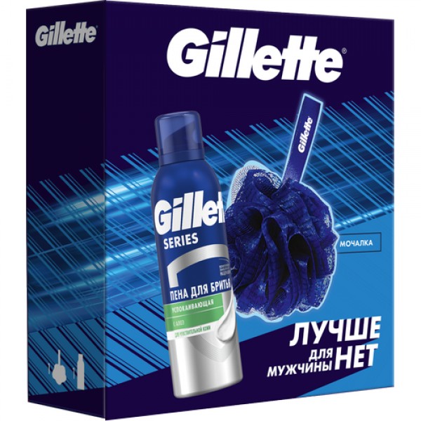 Подарочный набор Gillette Series Пена для бритья успокаивающая, 200мл + Спонж