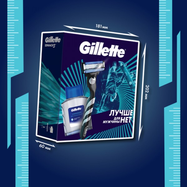 Подарочный набор Gillette Mach3 Бритва с 1 сменной кассетой + Лосьон после бритья Gillette Artic Ice, 50мл