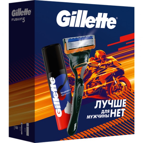 Подарочный набор Gillette Fusion5 Бритва с 1 сменной кассетой + Пена для бритья Gillette Классическая, 50мл