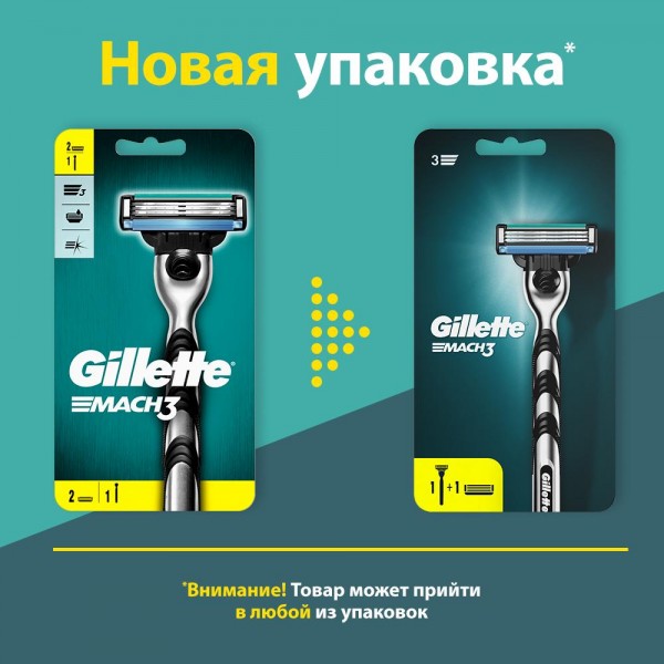 Бритвенный станок GIllette Mach3 с 2 сменными кассетами