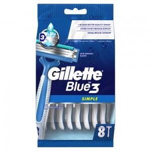 Одноразовый бритвенный станок Gillette Blue Simple 3, 8 шт