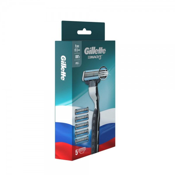 Бритвенный станок Gillette Mach3 с 5 сменными кассетами
