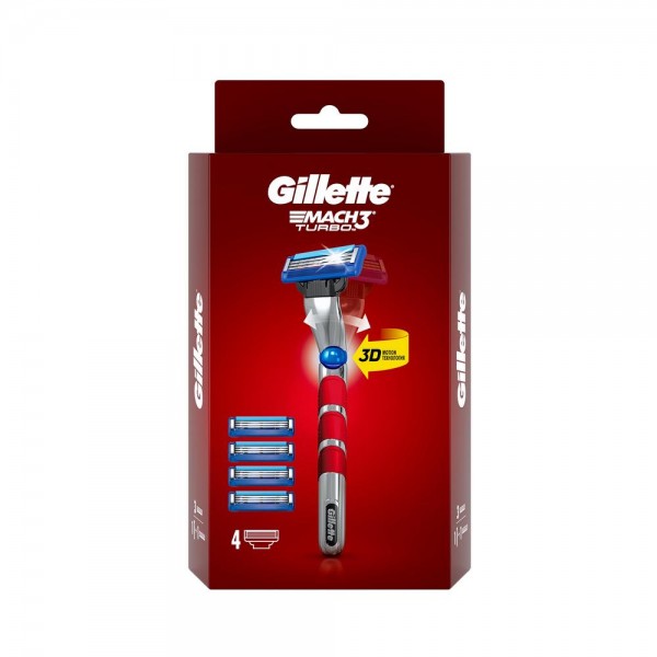 Бритвенный станок Gillette Mach3 Turbo с 4 сменными кассетами