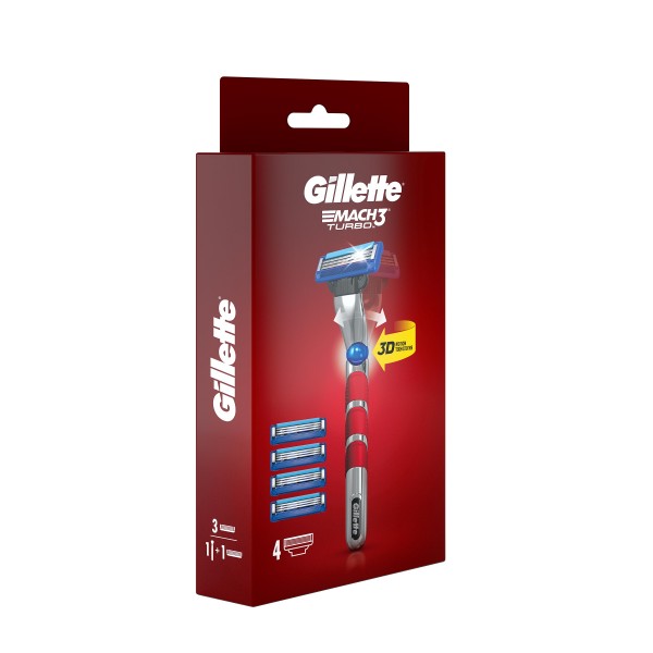 Бритвенный станок Gillette Mach3 Turbo с 4 сменными кассетами